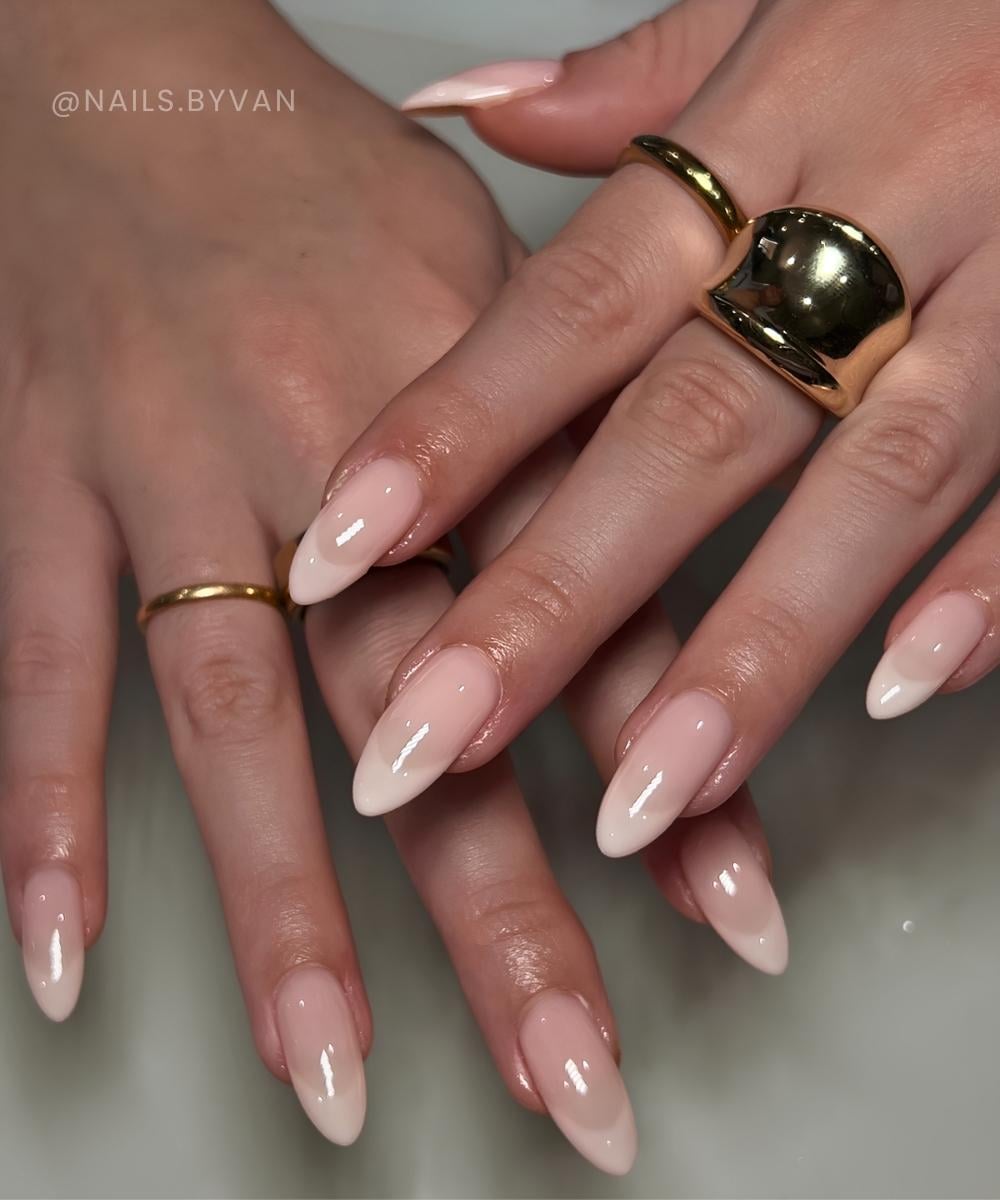 Muted beige French tip nails