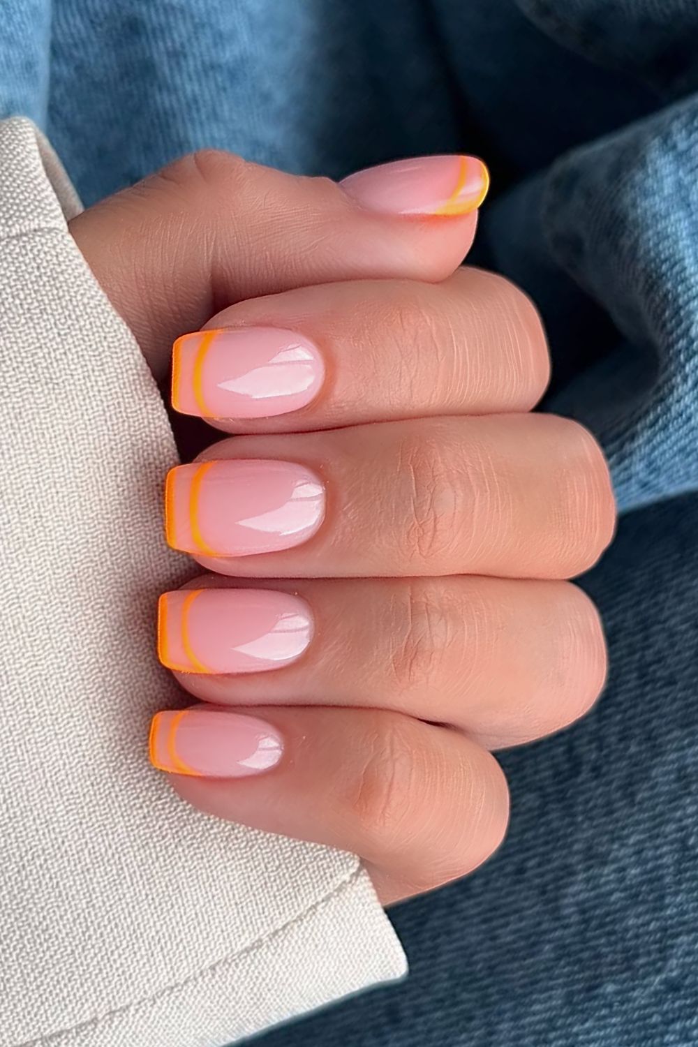 Neon orange double French mani