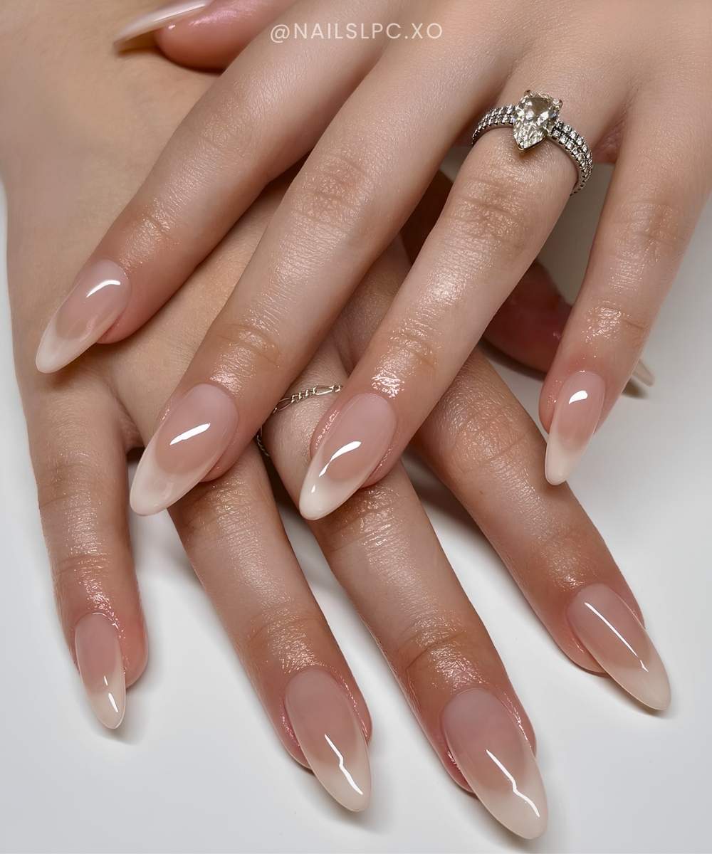 Neutral cloudy French manicure