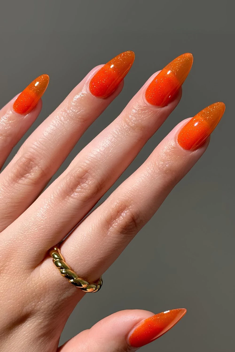 Orange shimmer nails