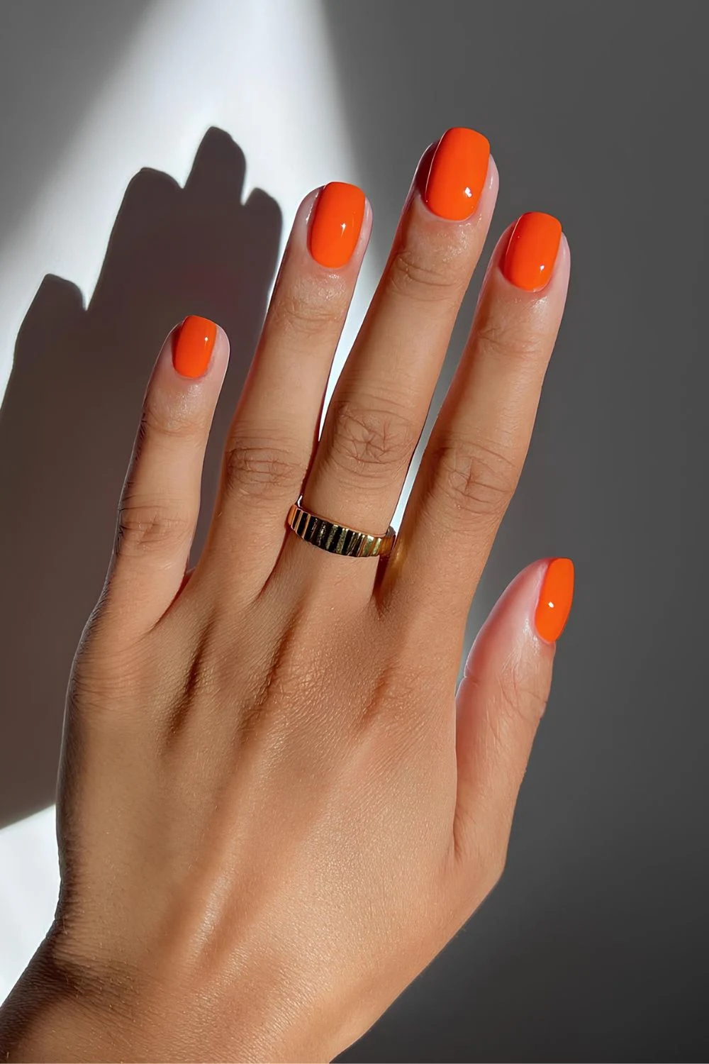 Orange solid nails