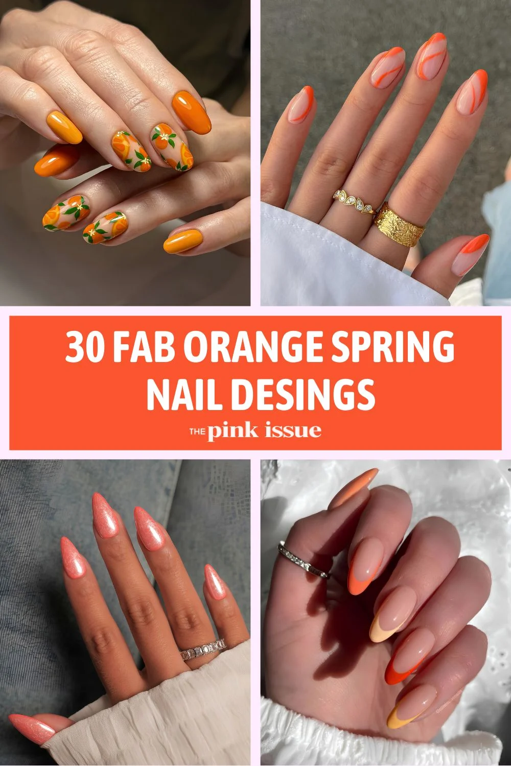Orange spring nails Pinterest