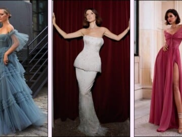 A collage of prom dress ideas