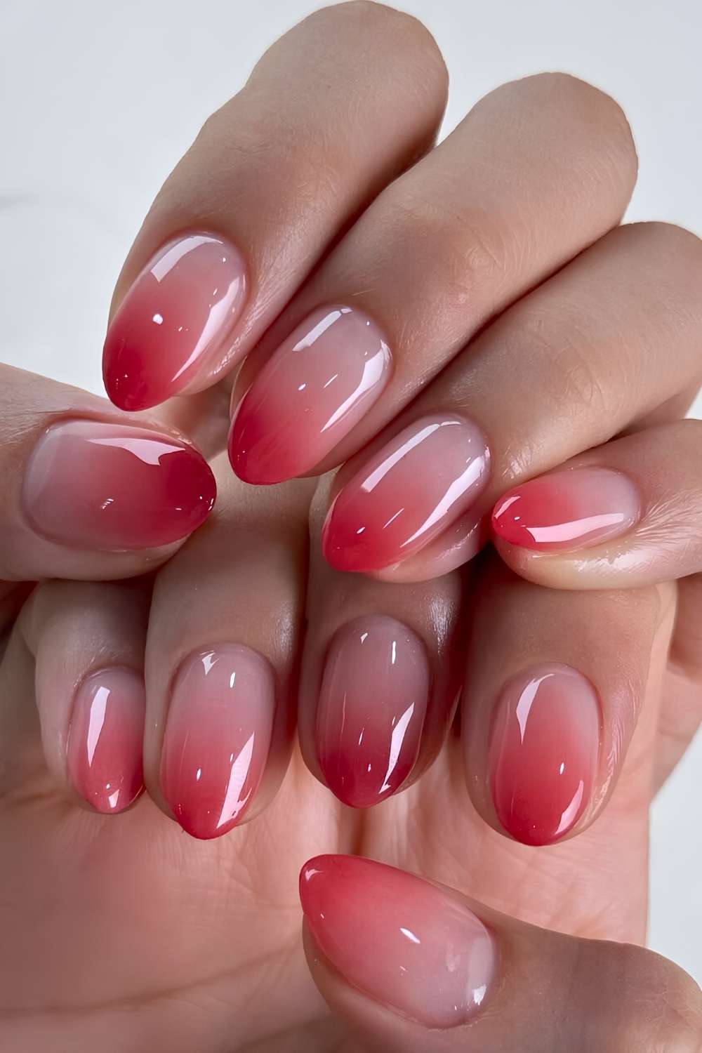 Red and pink ombre nails