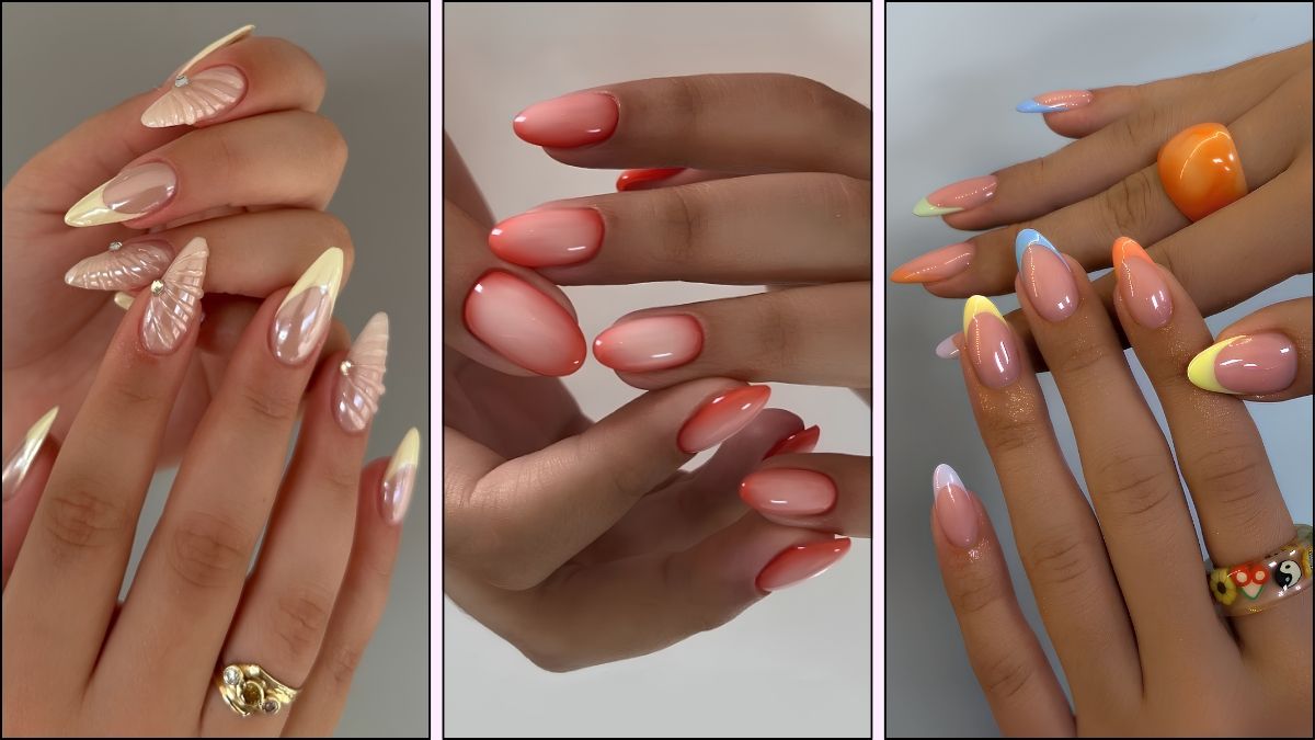 A collage of spring break nails