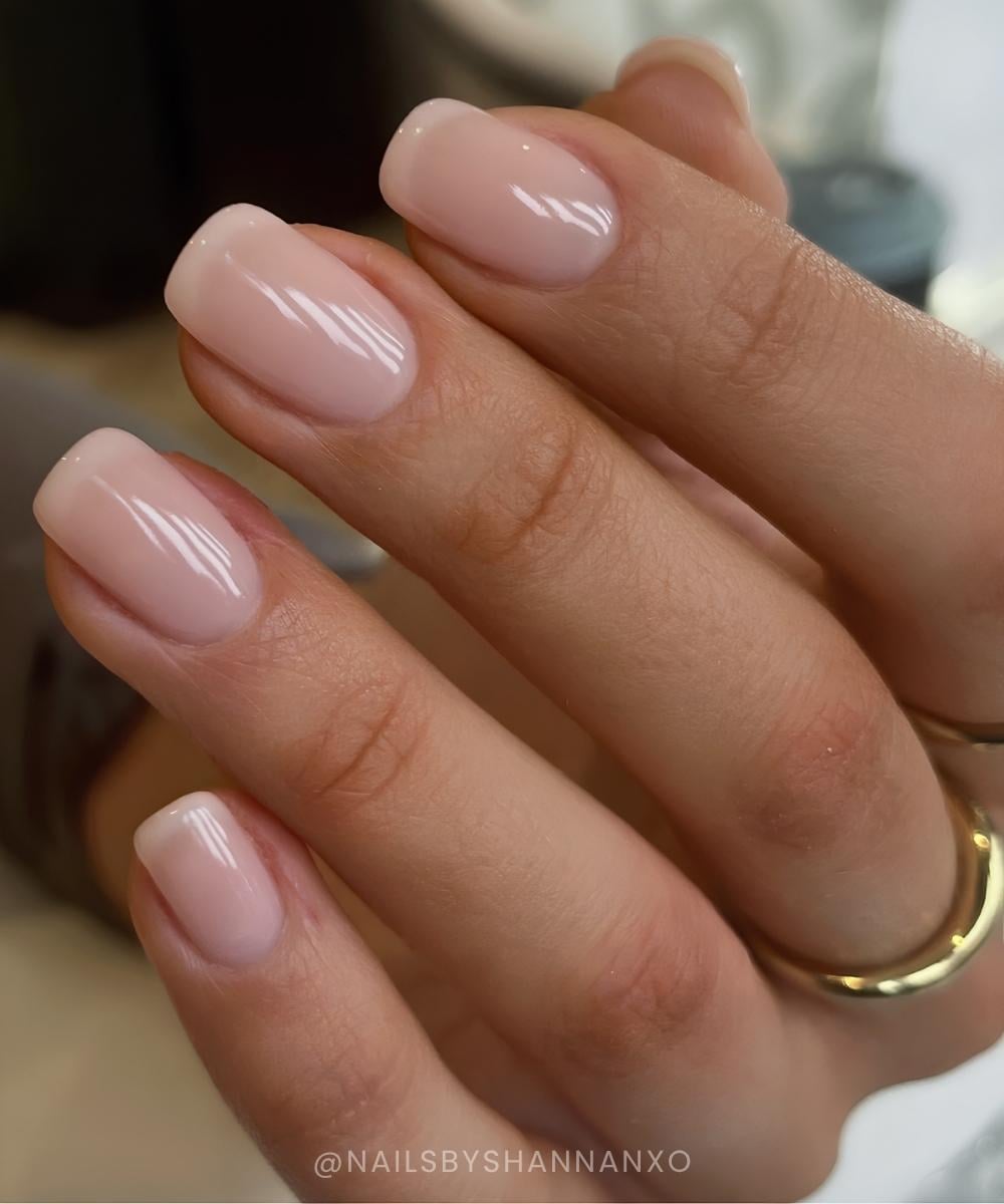 Squoval cloudy French manicure