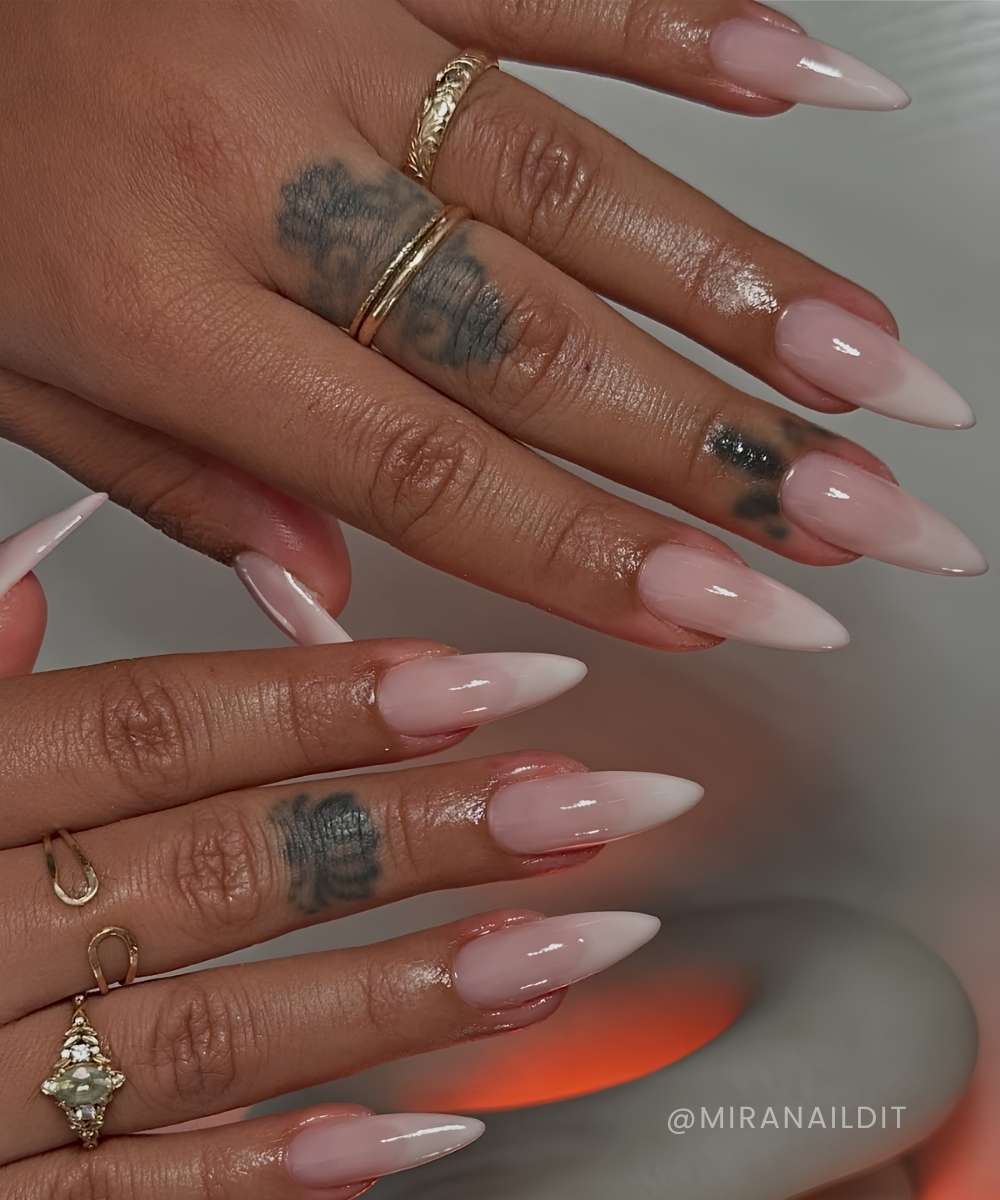 Stiletto foggy French nails