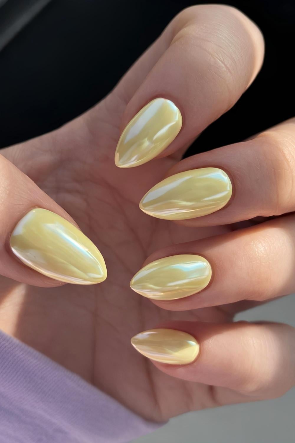 Sunny yellow chrome nails