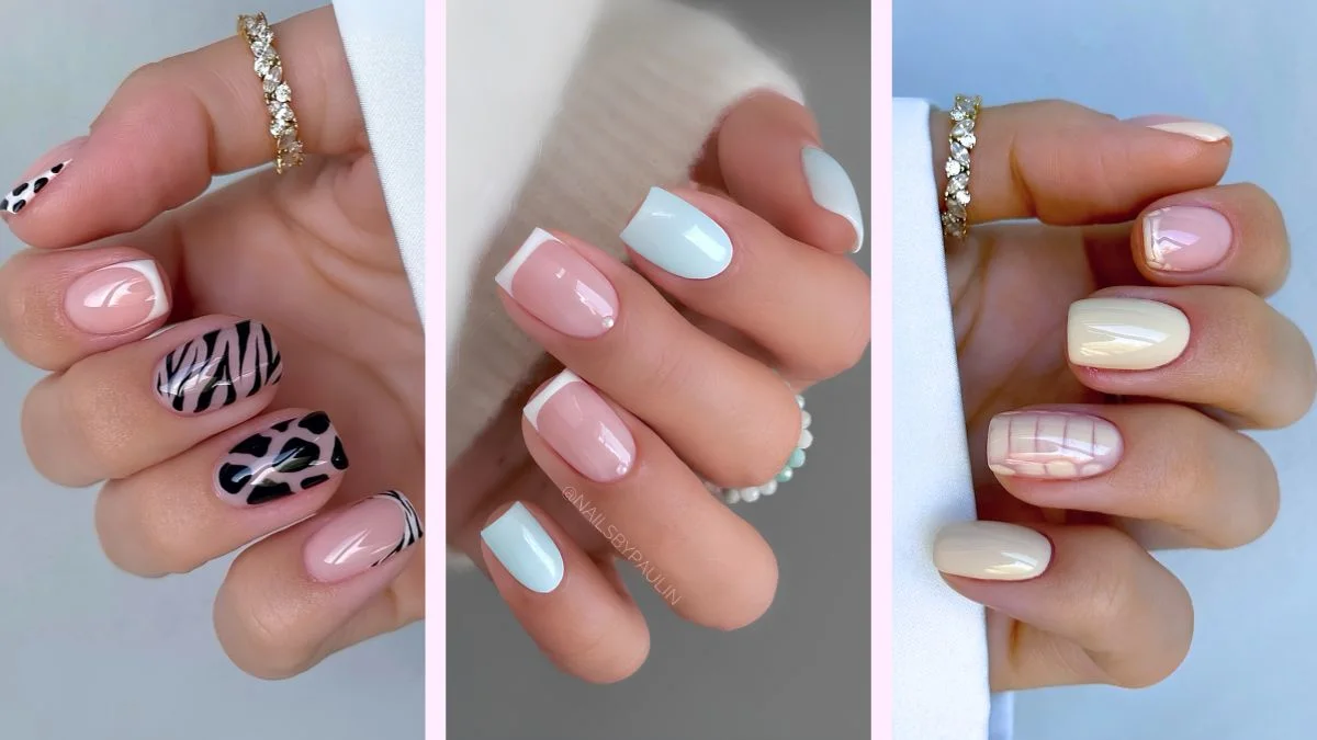 A collage of short may nails
