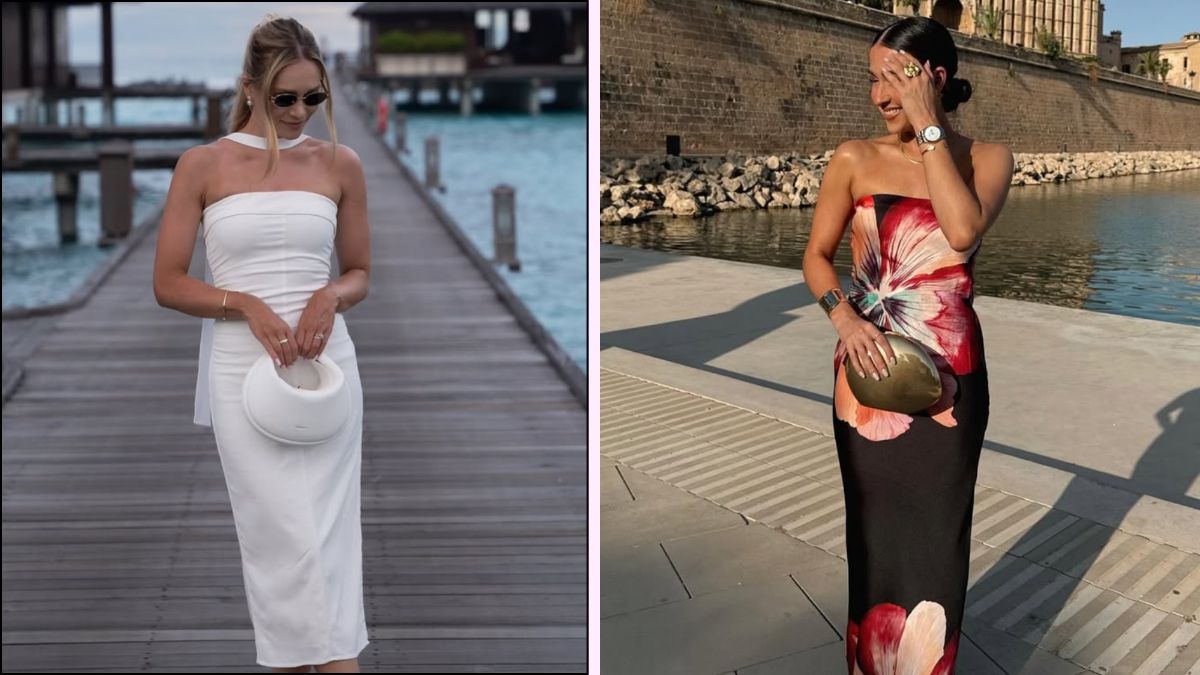 A collage of tube dress trend