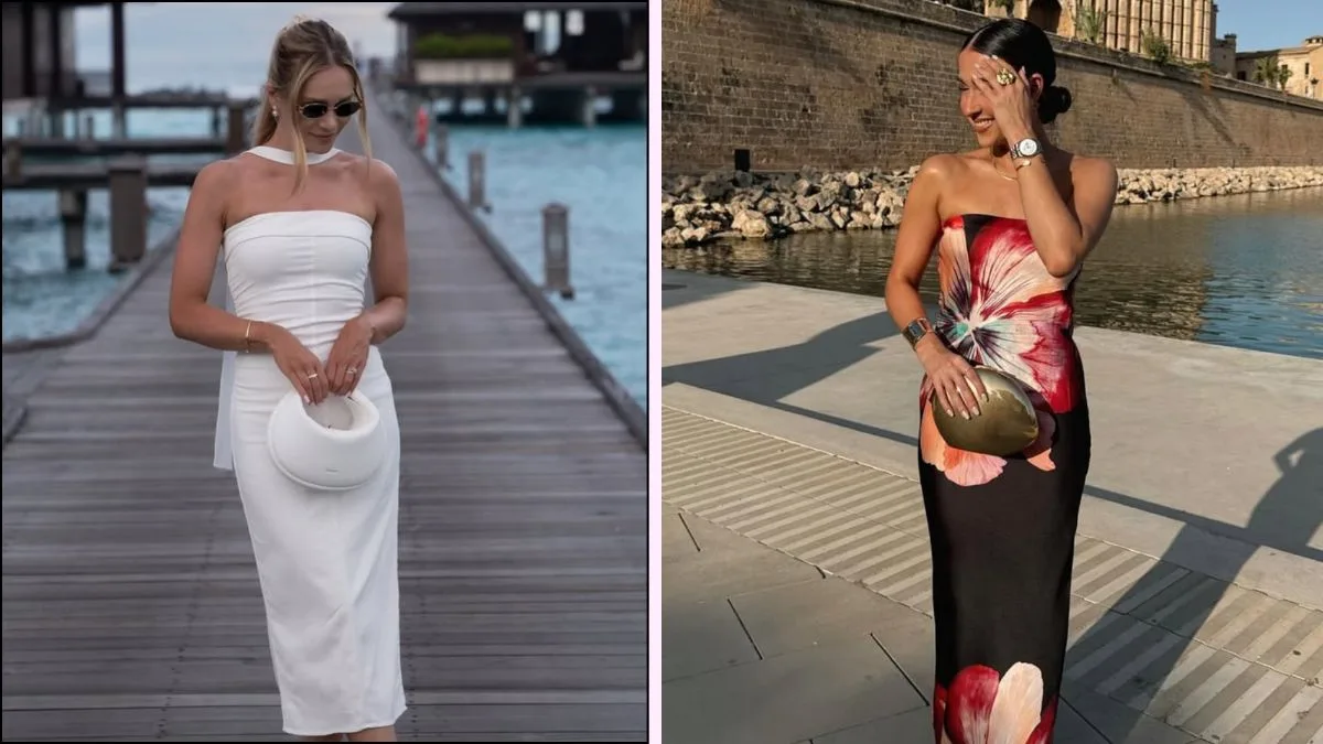 A collage of tube dress trend