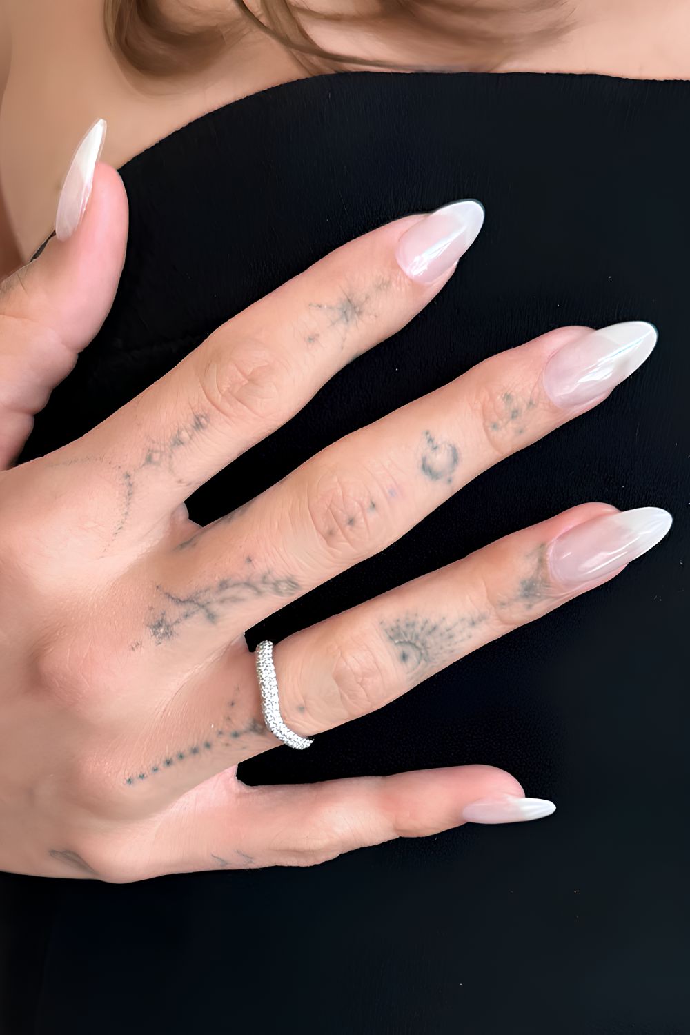 American manicure with a chrome finish