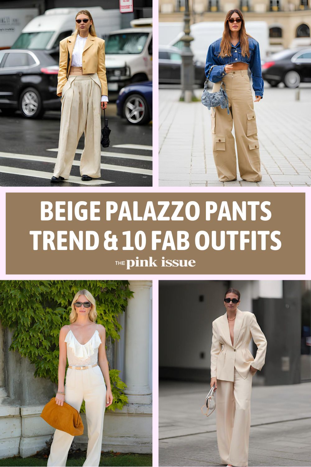 Beige palazzo pants trend Pinterest