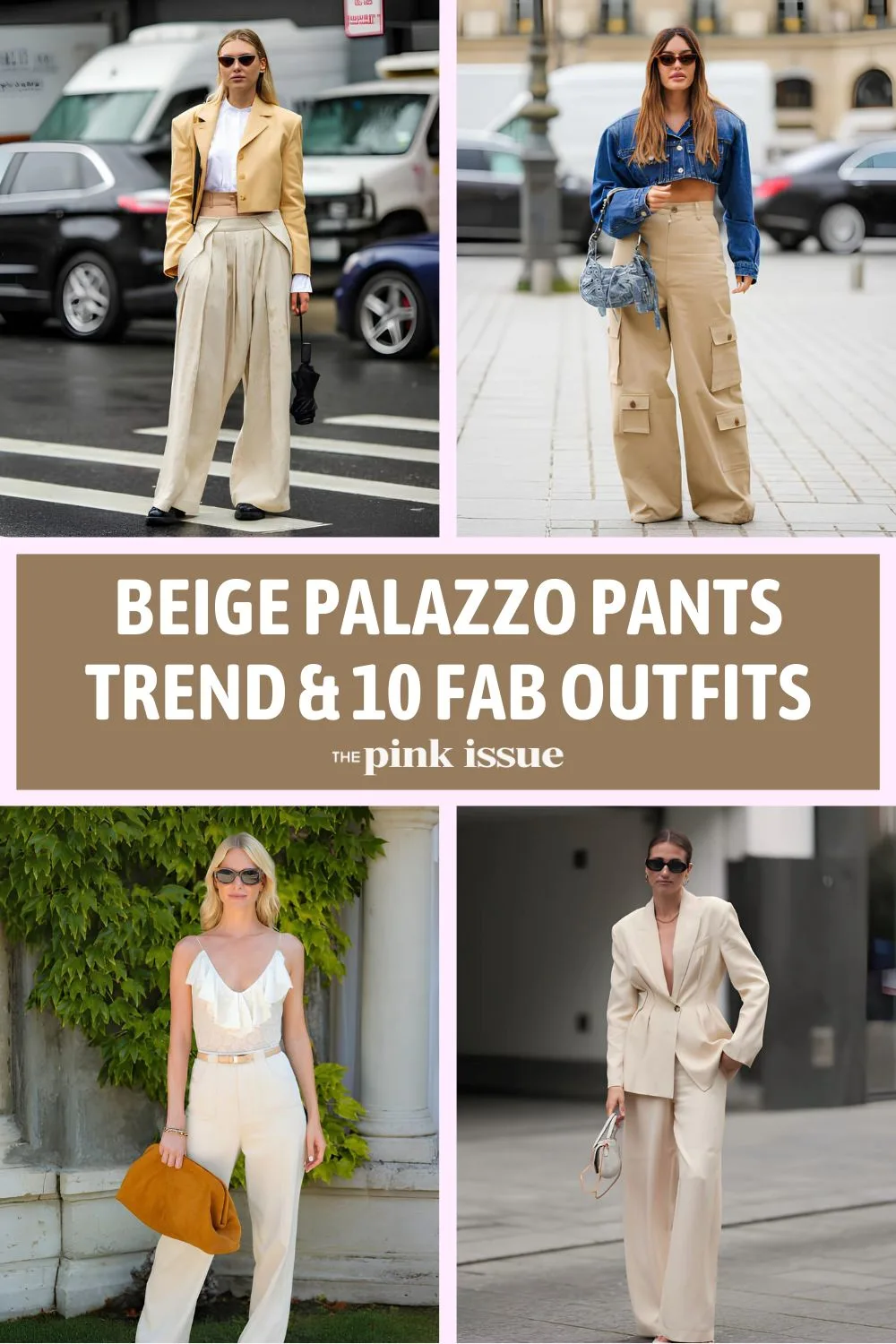 Beige palazzo pants trend Pinterest