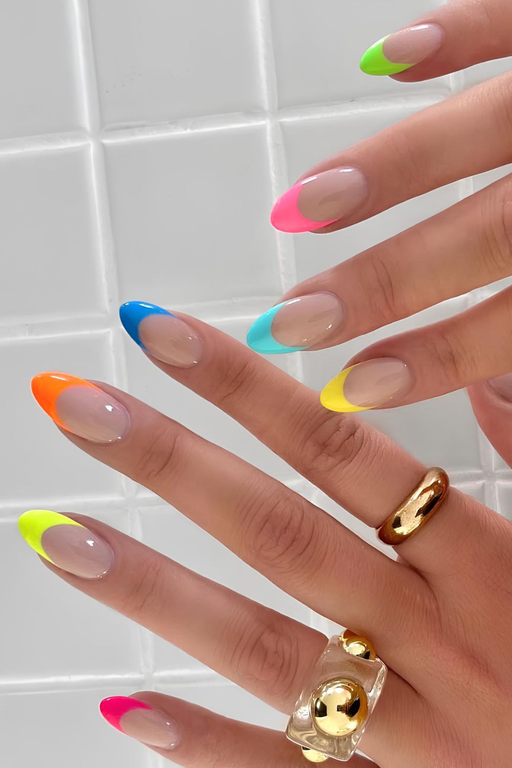 Colorful French tip nails