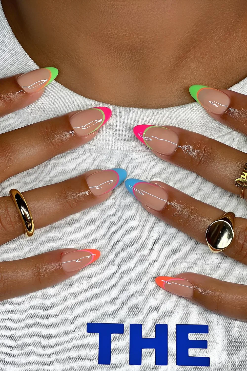 Colorful double French mani