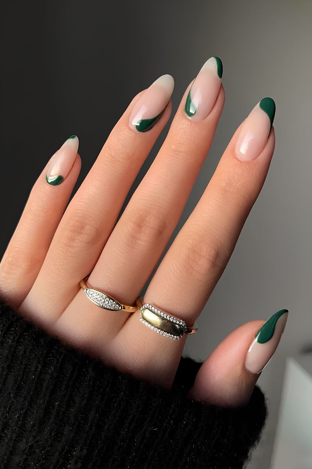 Emerald green negative space nails