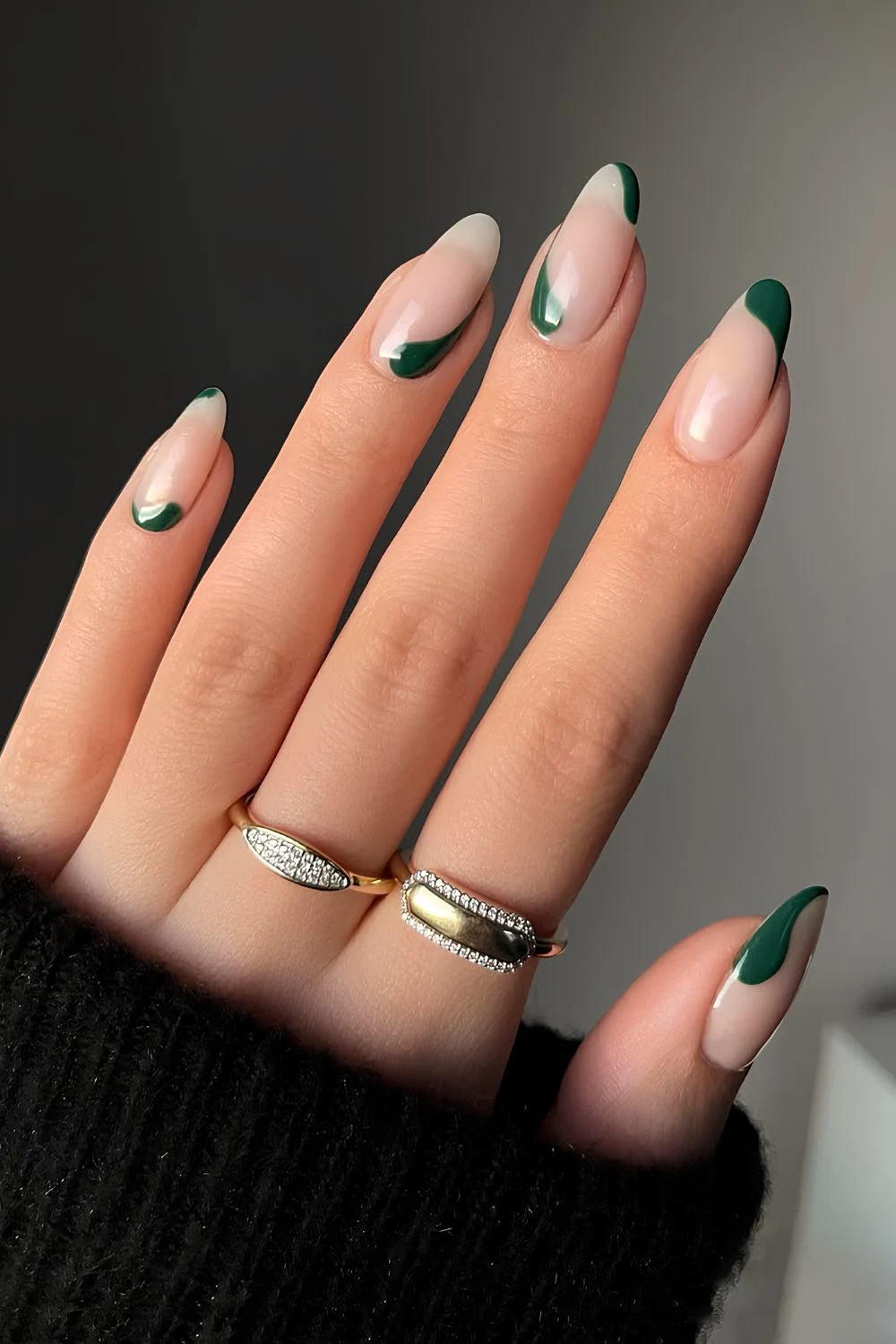Emerald green negative space nails