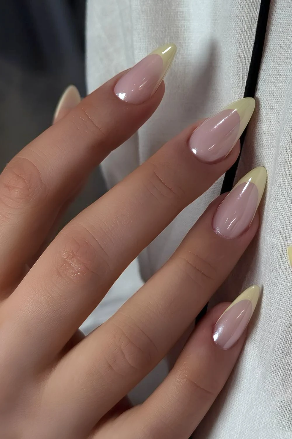 Frosted yellow French manicure