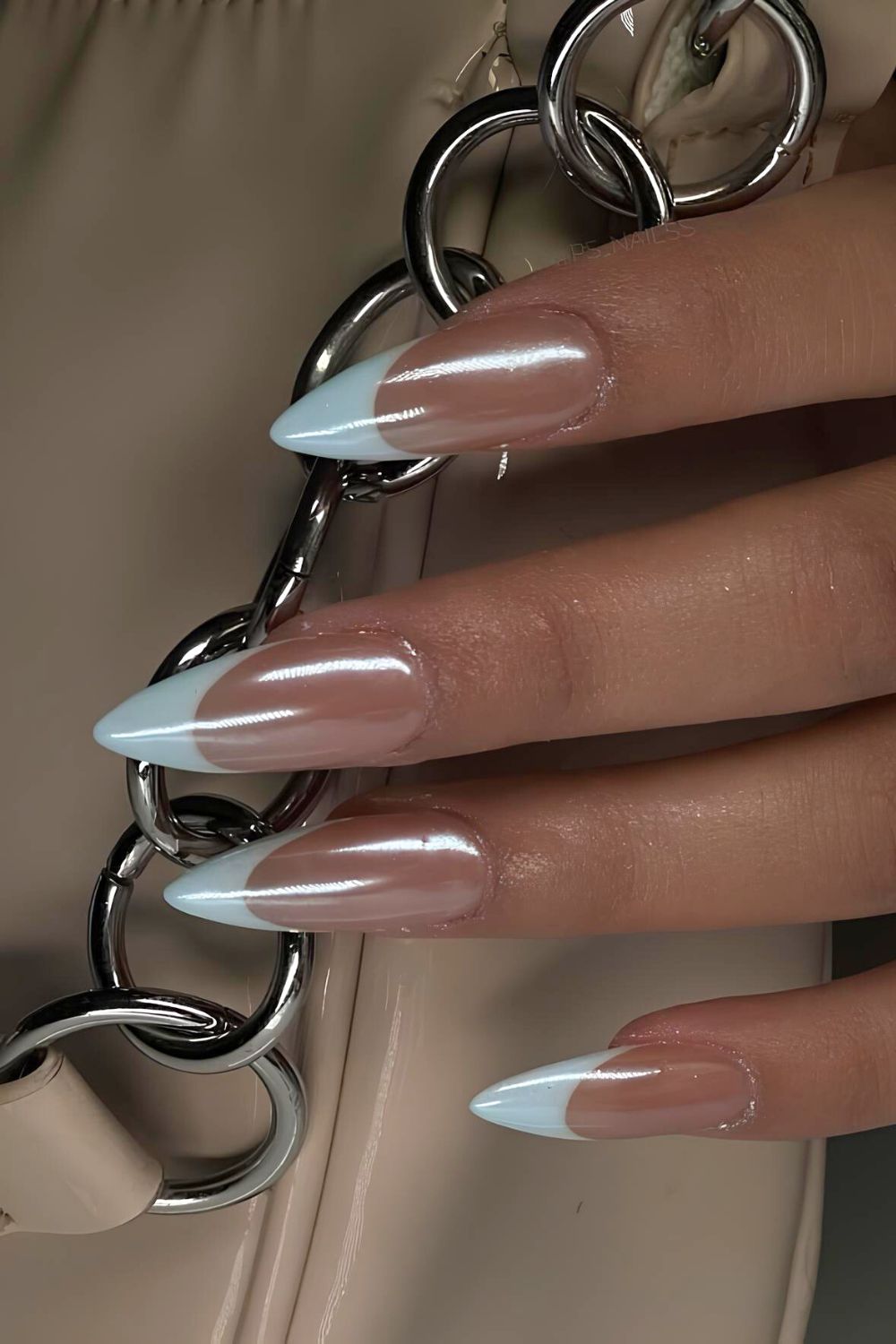 Glazed baby blue French nails