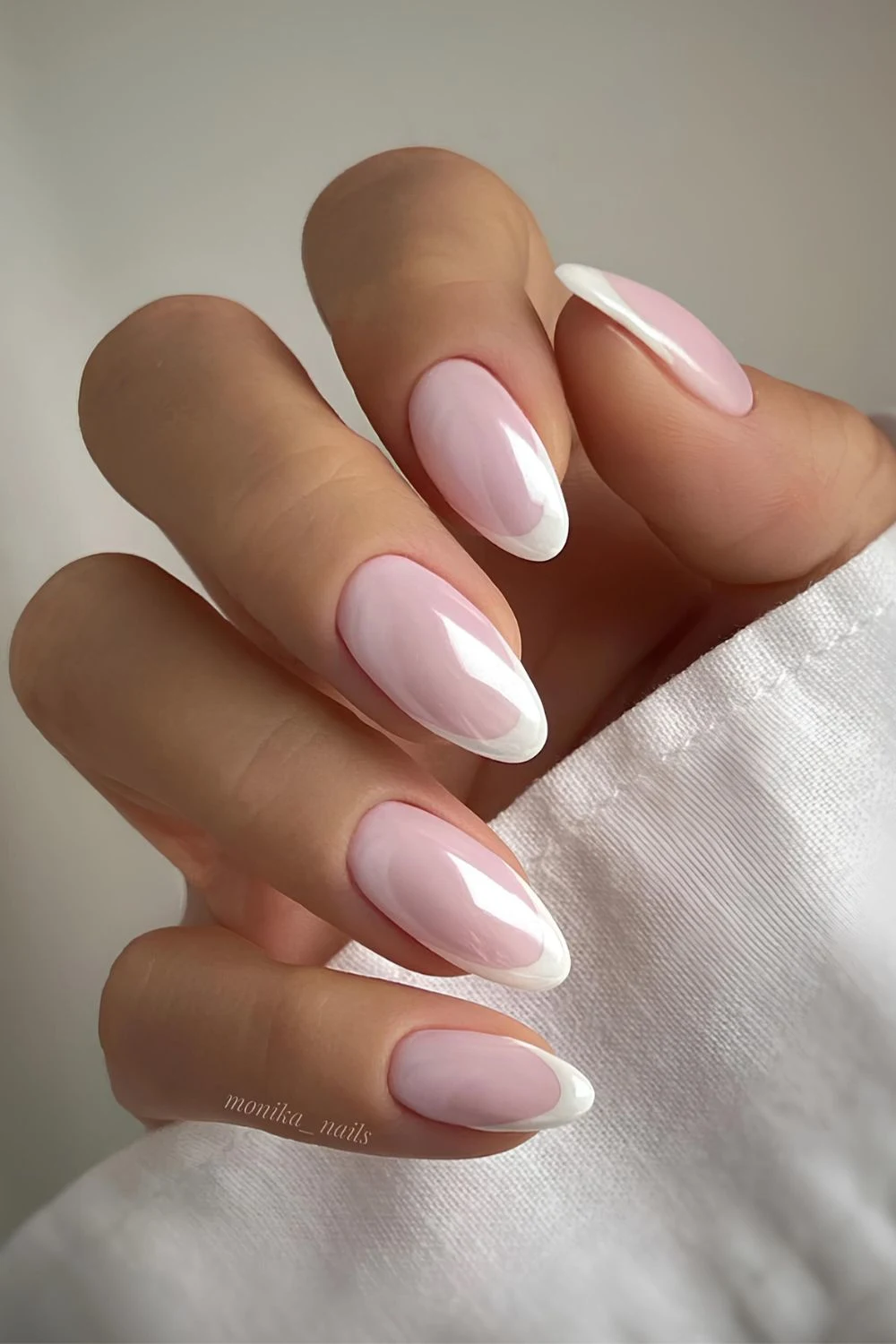 Glazed white French nails