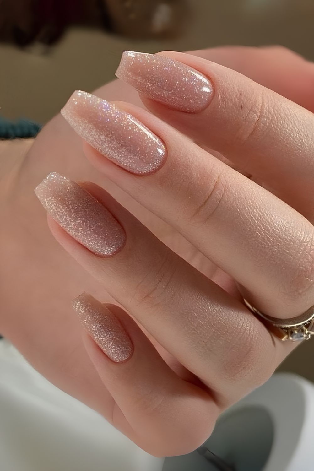 Gold glitter manicure