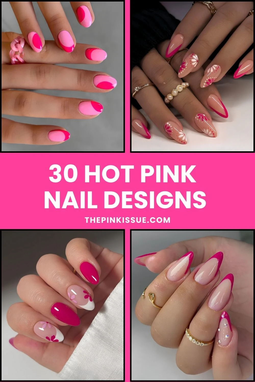 Hot pink nail designs Pinterest