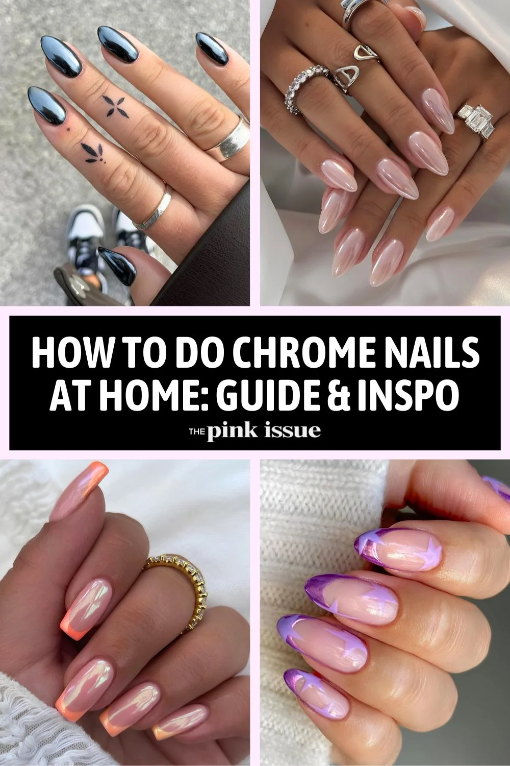 How to do chrome nails at home Pinterest