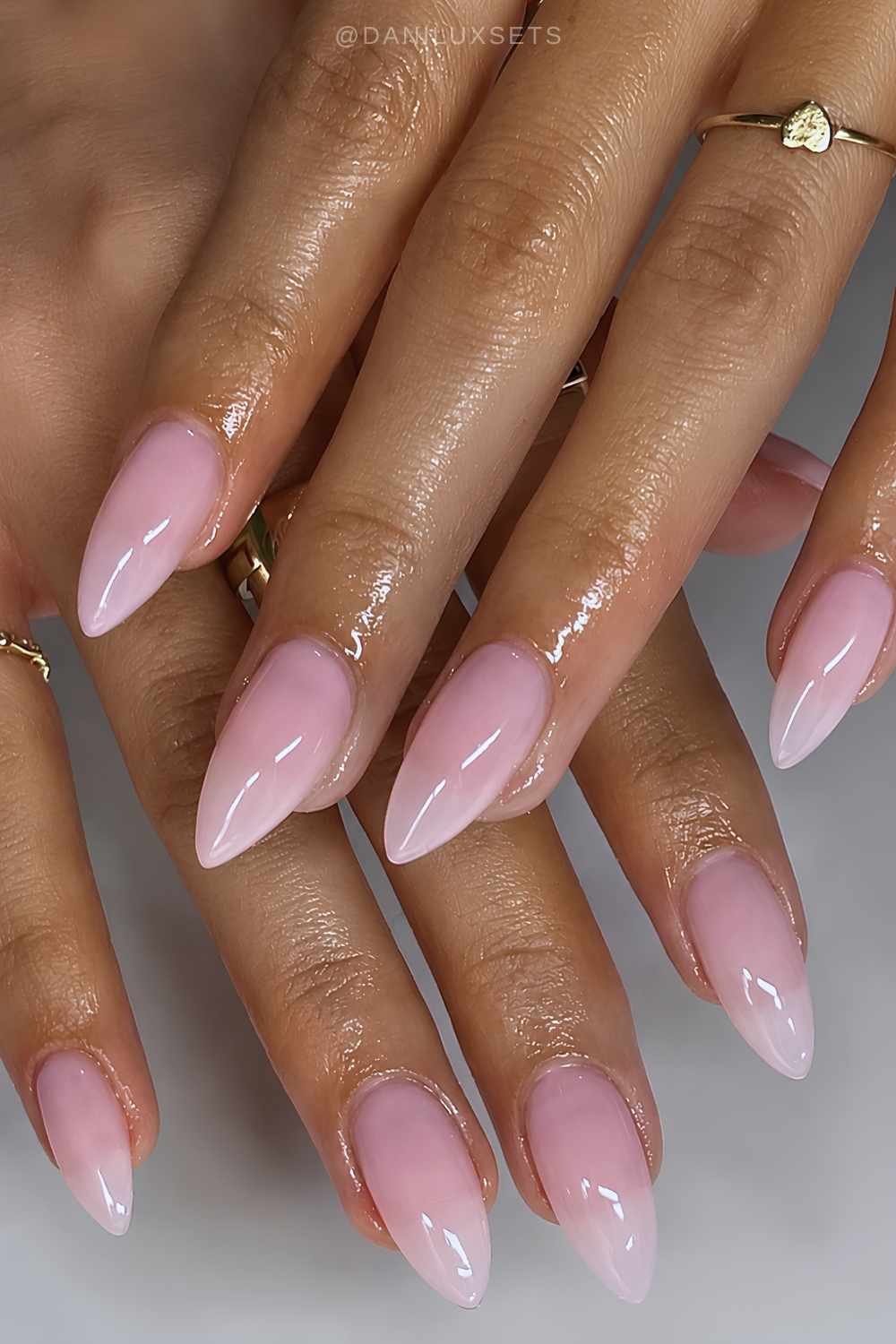 Light pink mani with jelly finish