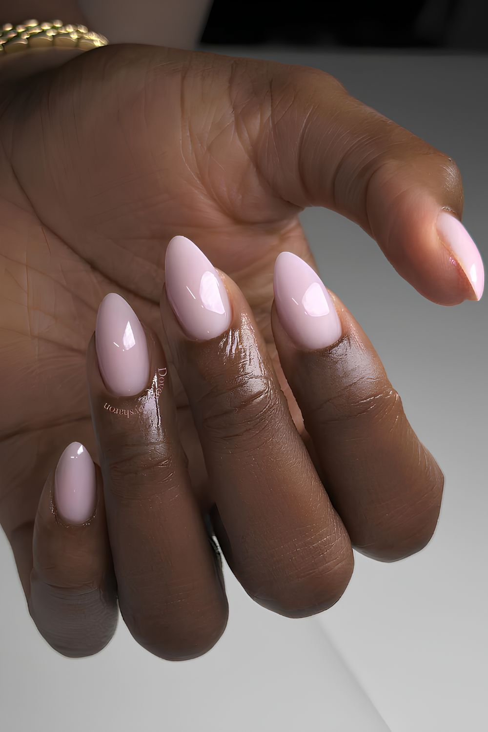 Milky pale pink manicure
