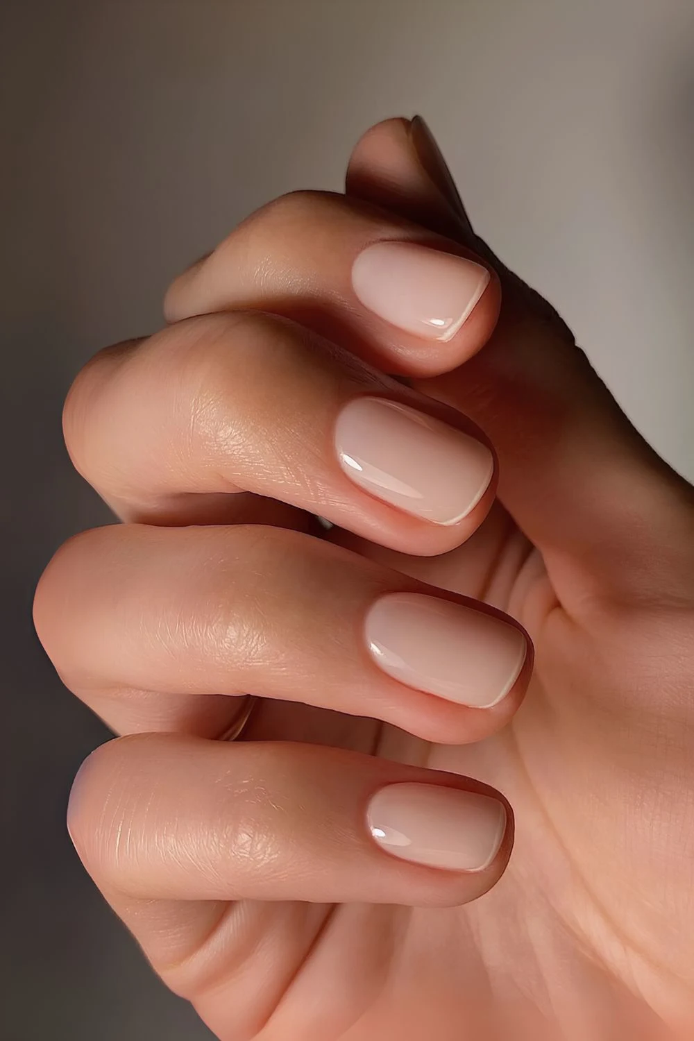 Milky white manicure with micro French tips