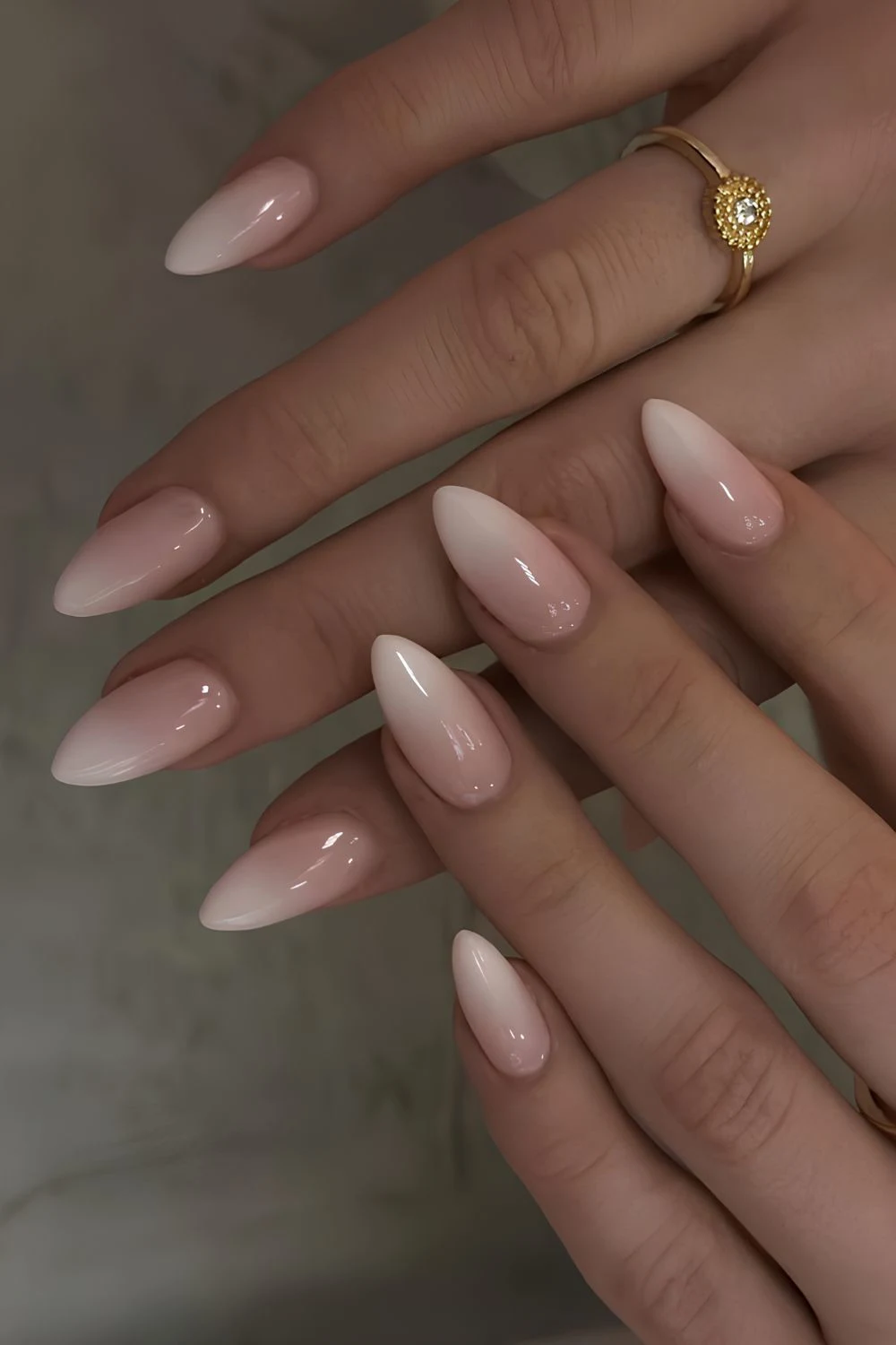 Milky white ombre manicure