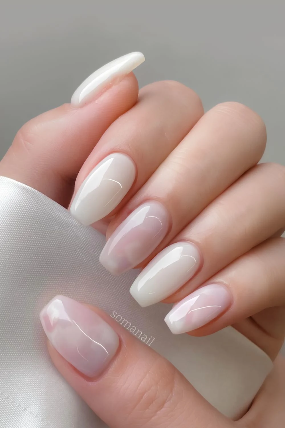 Milky white with marble accents
