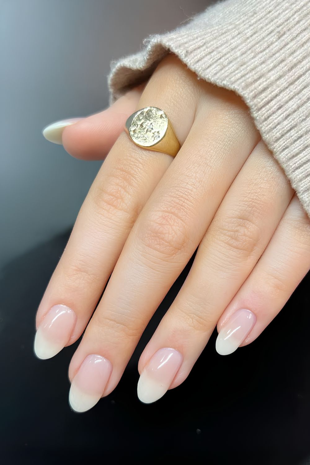 Muted off white American mani