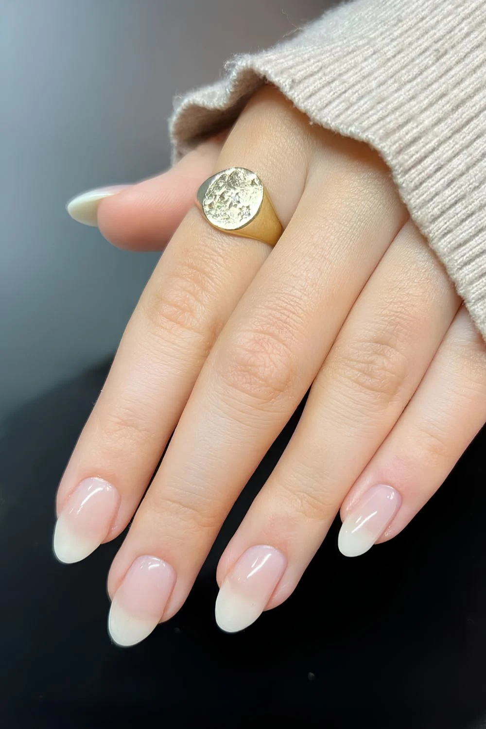 Muted off white American mani