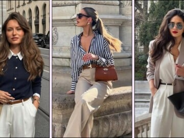 A collage of old money spring outfits