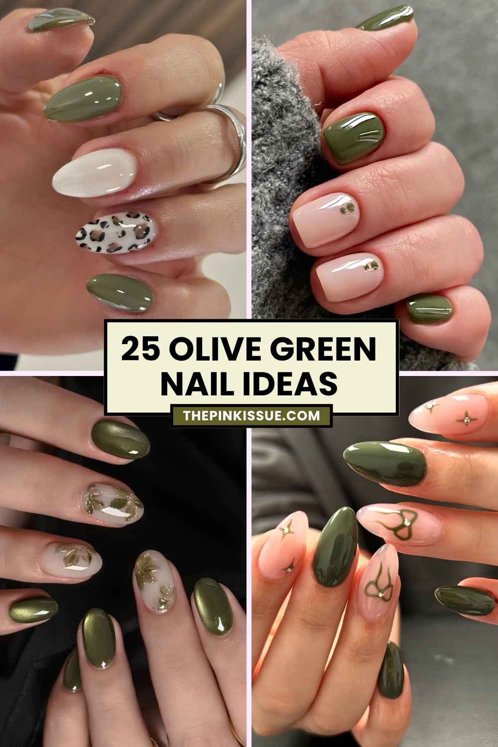 Olive green nail ideas Pinterest