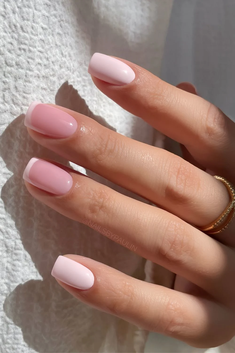 Pale pink nails with accent French tips
