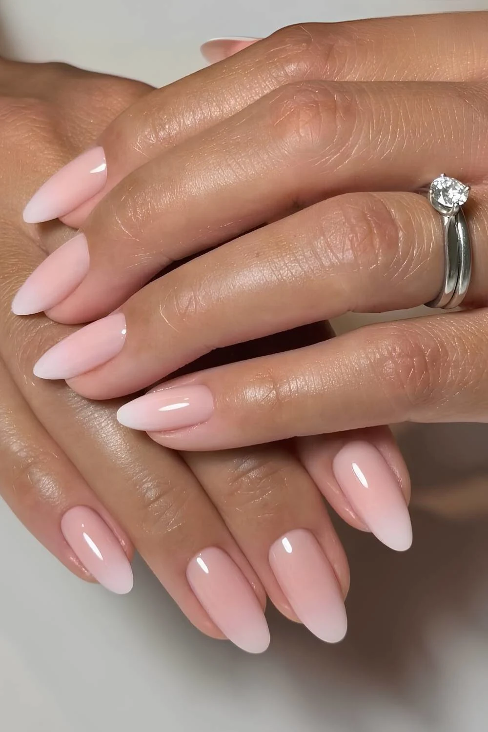 Pink and white ombre French mani