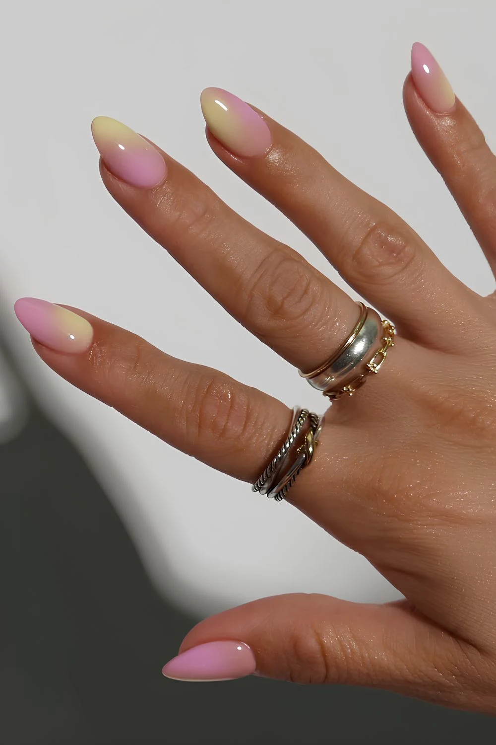 Pink and yellow gradient nails