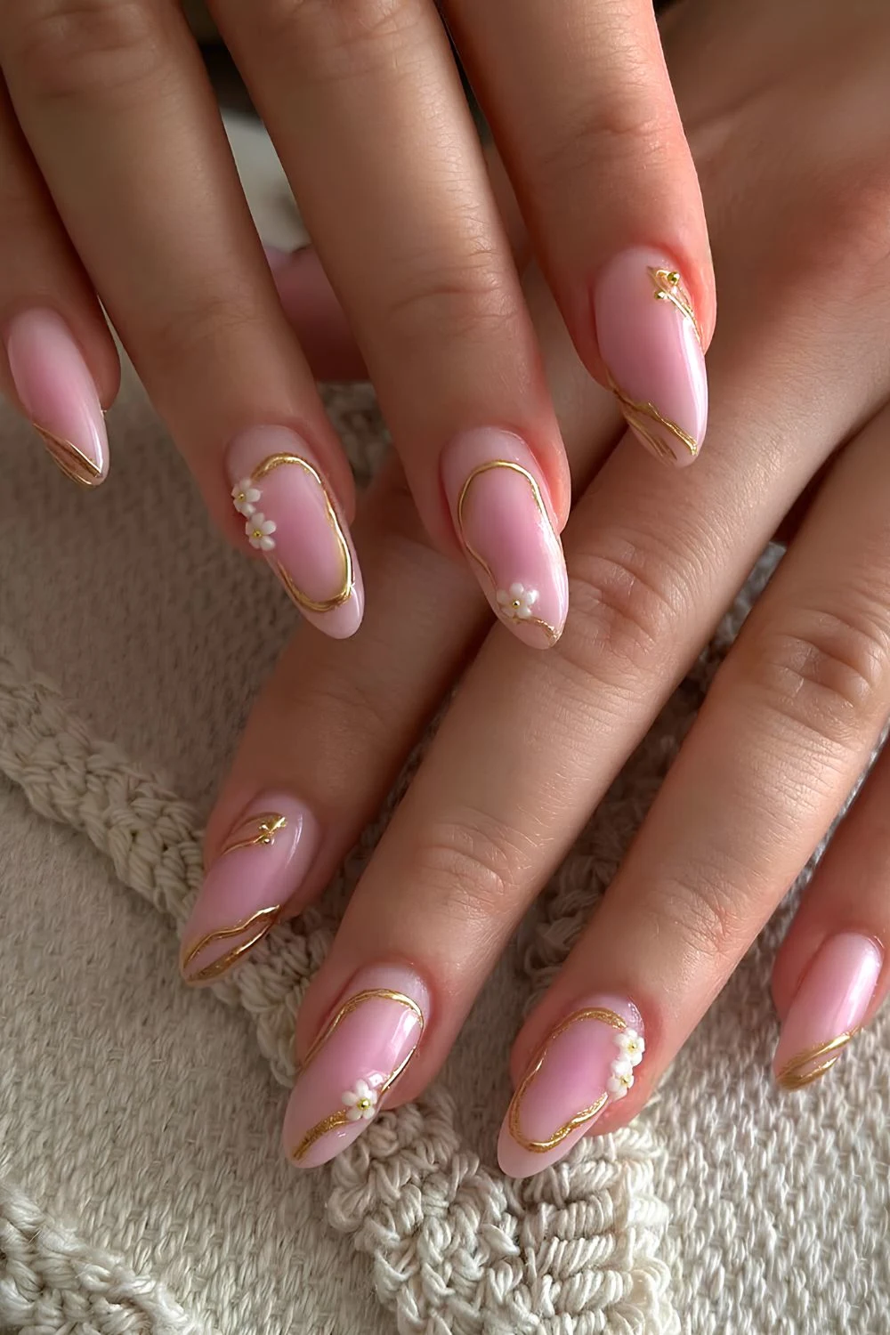 Pink aura with gold and floral accents