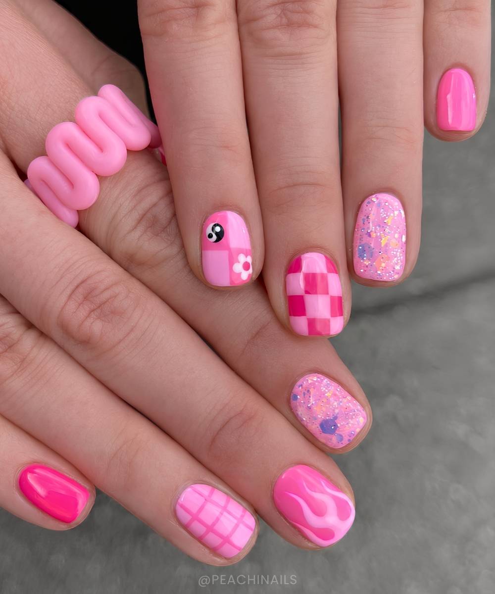 Pink y2k inspired manicure
