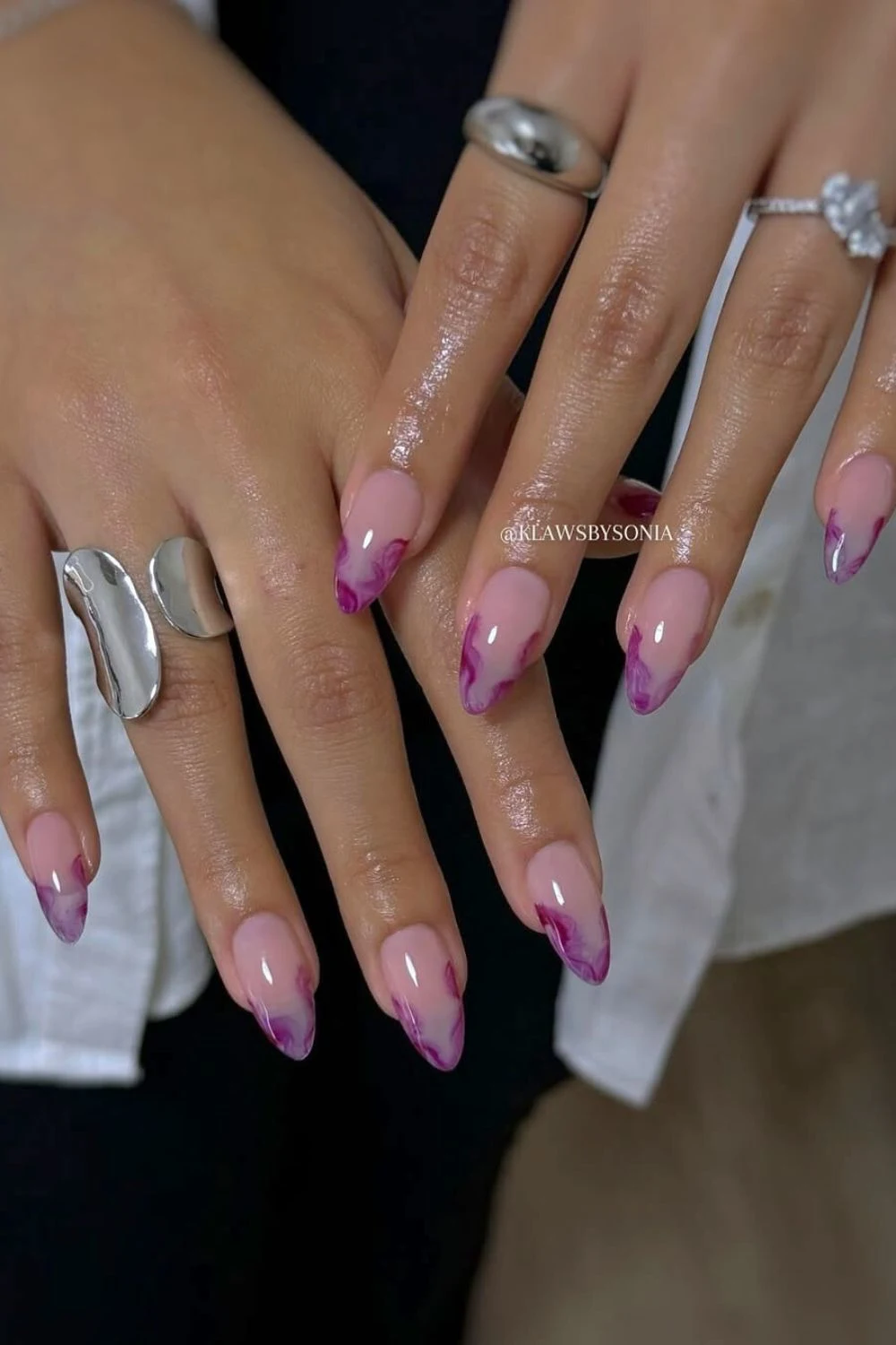 Purple marble French mani