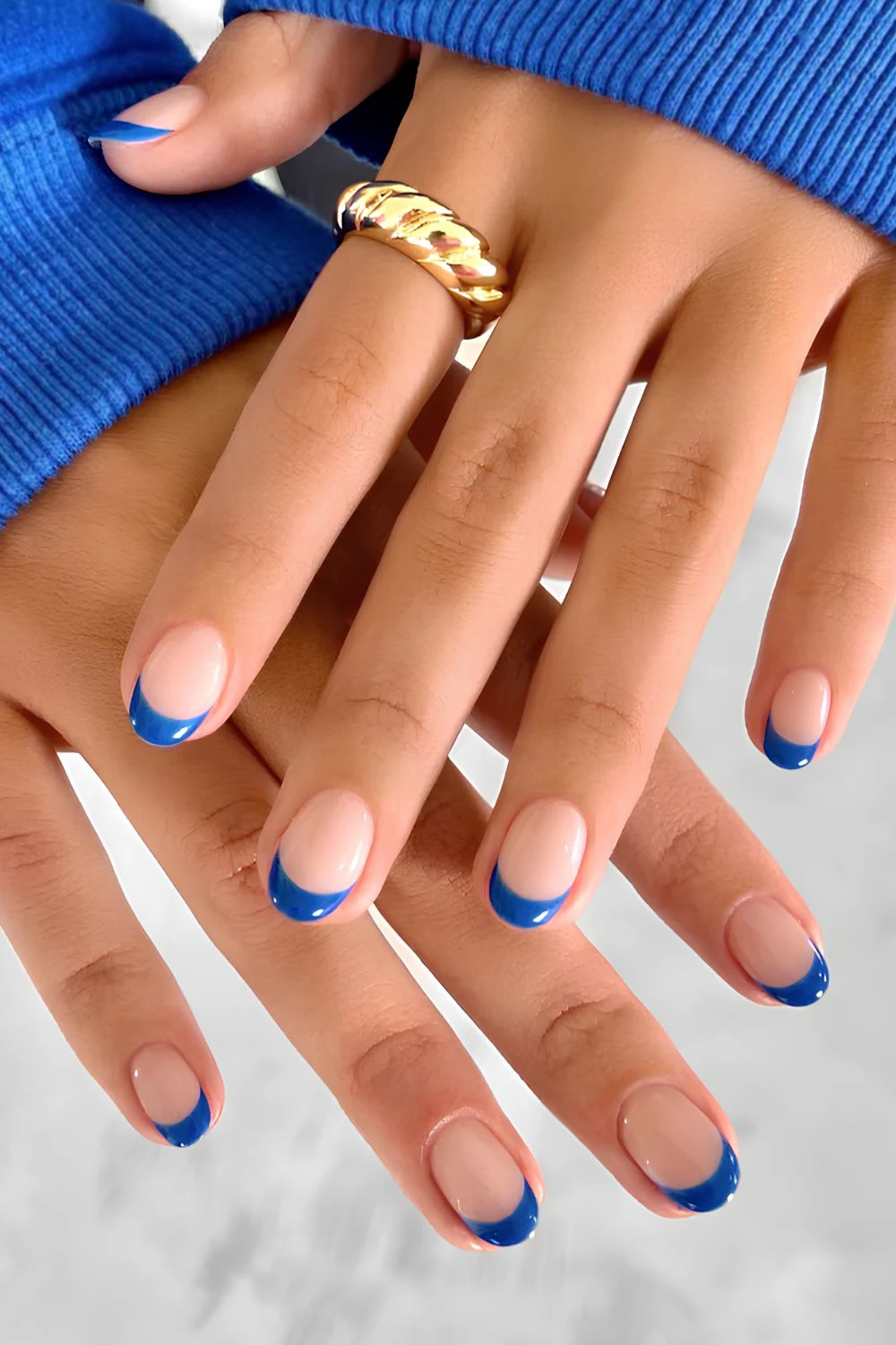 Royal blue French tip manicure