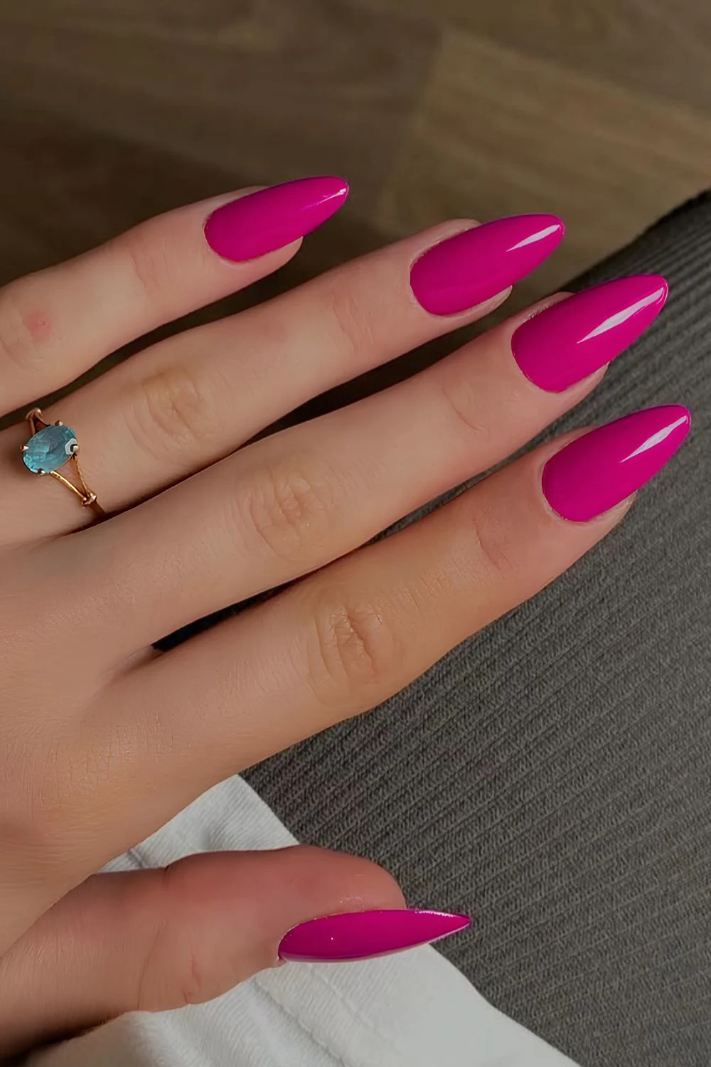 Solid hot pink manicure