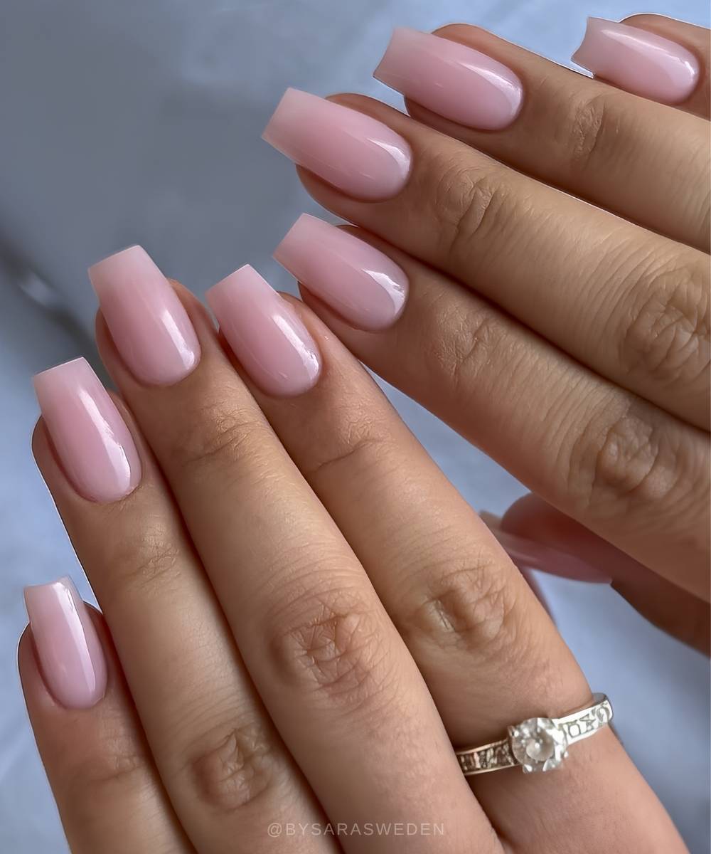 Square sheer pink mani
