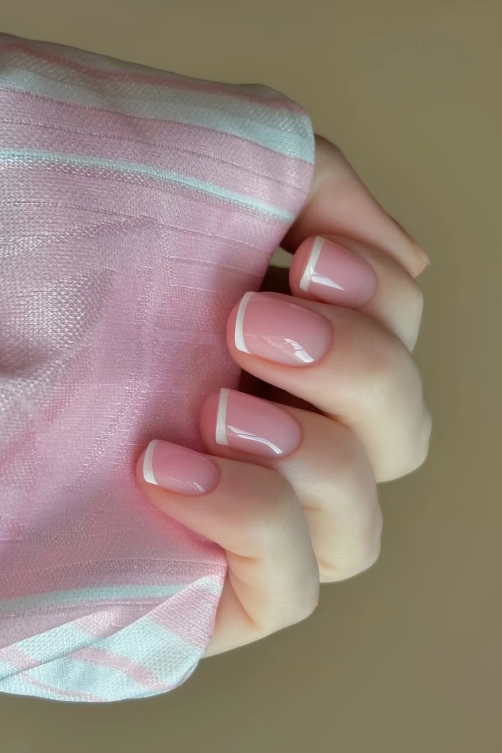 White French watery effect nails