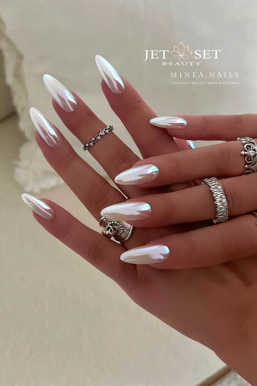 White chrome nails