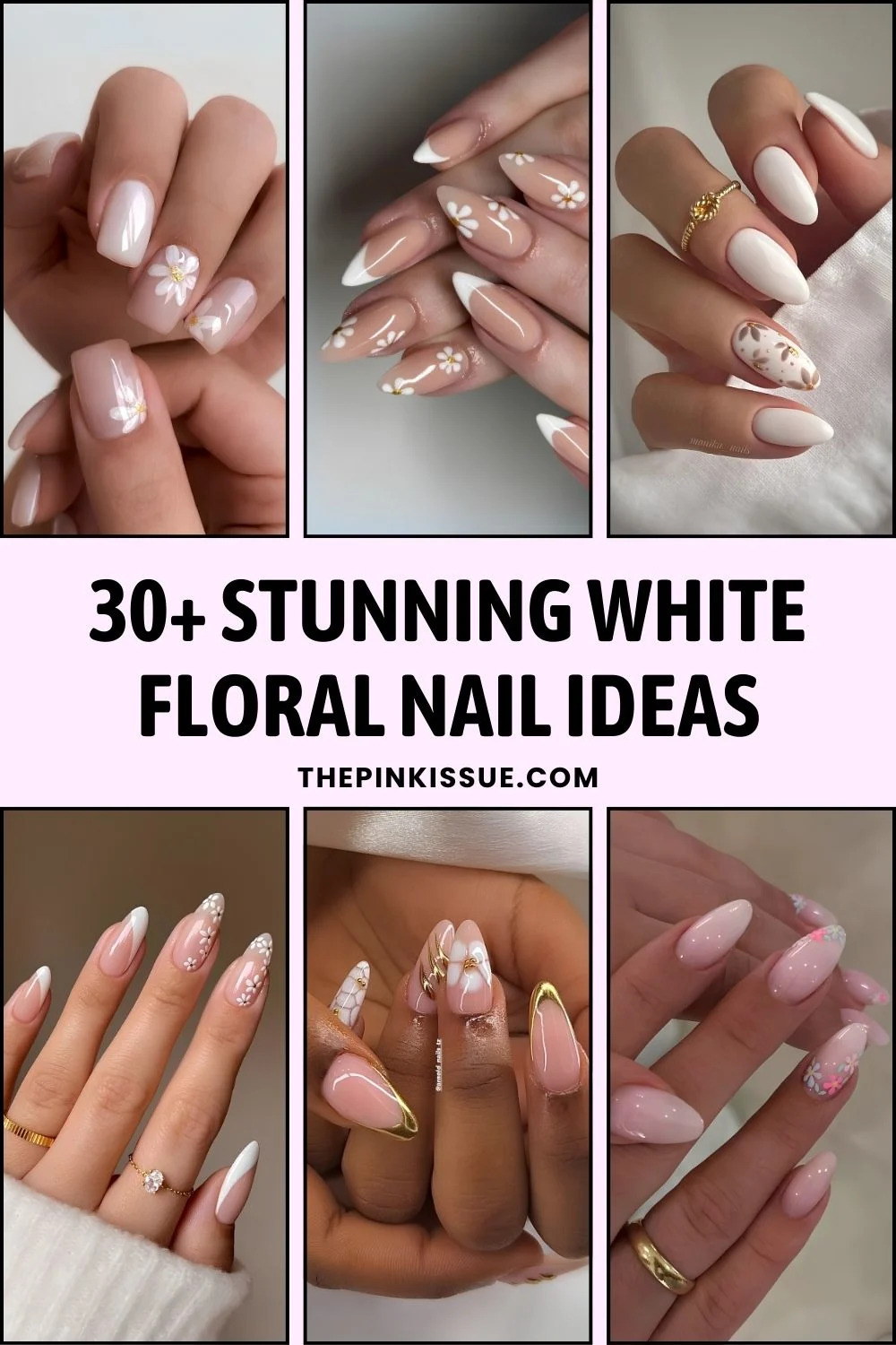 White floral nails Pinterest