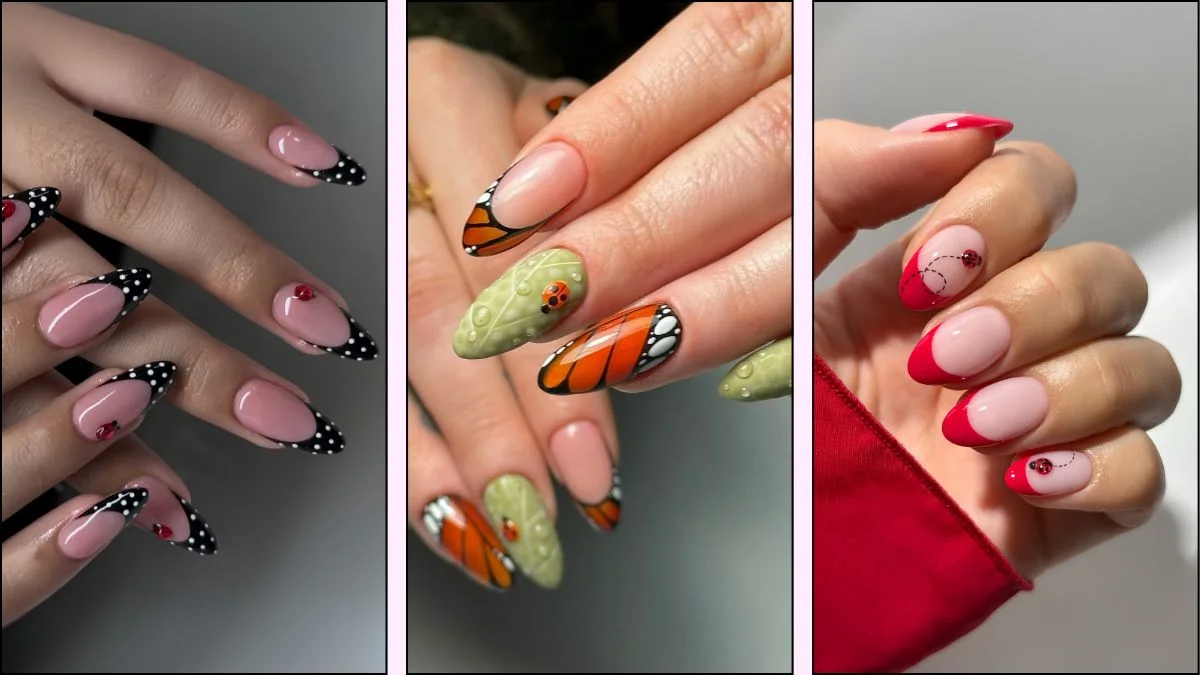 A collage of ladybug nail ideas